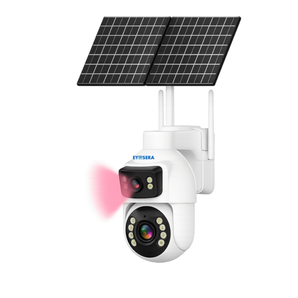 Eyesera 4G Dual Lens Speed Dome Camera with 10X Zoom, Solar Panel, 16000mAh Battery, Outdoor Wireless CCTV Camera