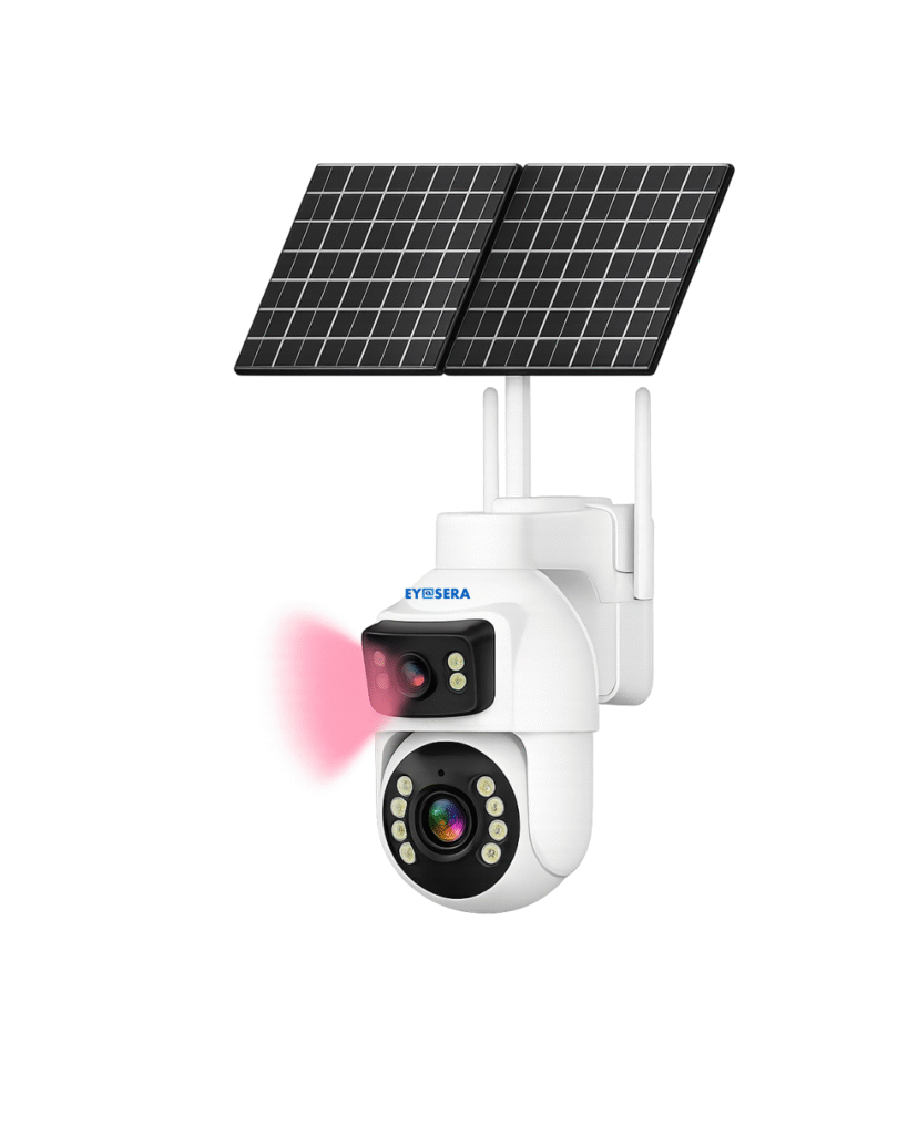 Eyesera 4G Dual Lens Speed Dome Camera with 10X Zoom, Solar Panel, 16000mAh Battery, Outdoor Wireless CCTV Camera