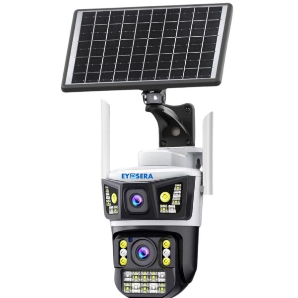 Eyesera AI 4G Solar CCTV Camera with Dual Lens, Human Tracking System, 8W Solar Panel, 12000mAh Battery, 2 Way Communication and 256GB TF Card Support
