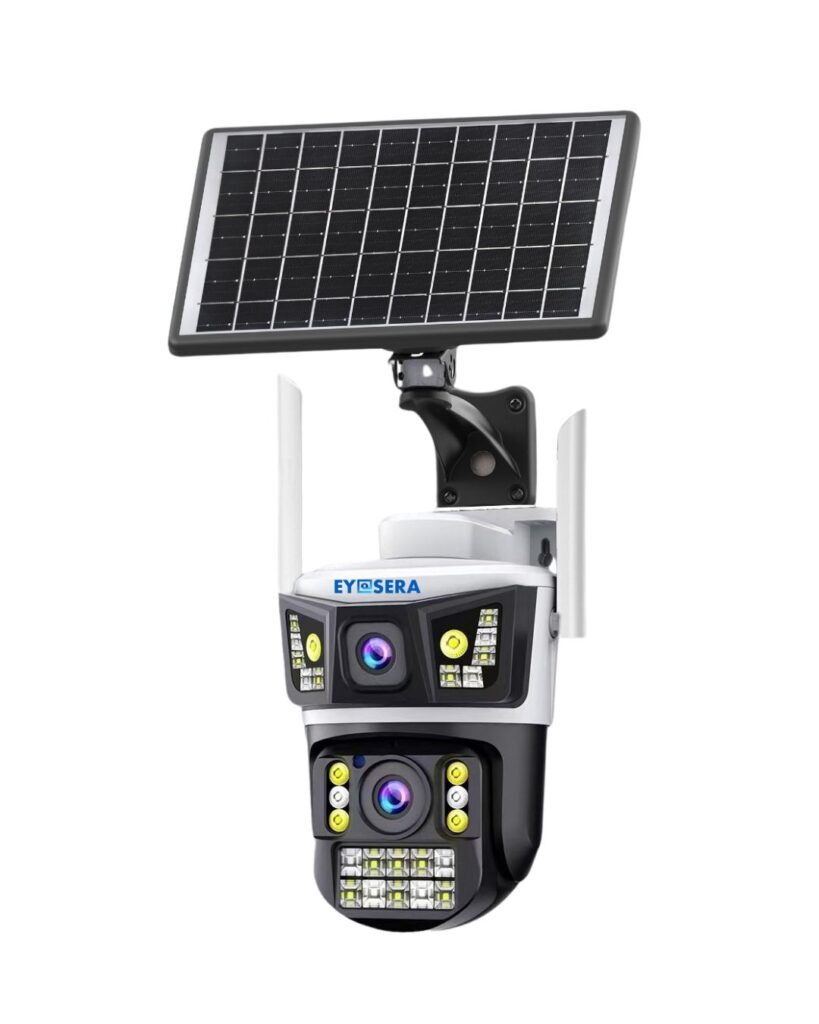 Eyesera AI 4G Solar CCTV Camera with Dual Lens, Human Tracking System, 8W Solar Panel, 12000mAh Battery, 2 Way Communication and 256GB TF Card Support