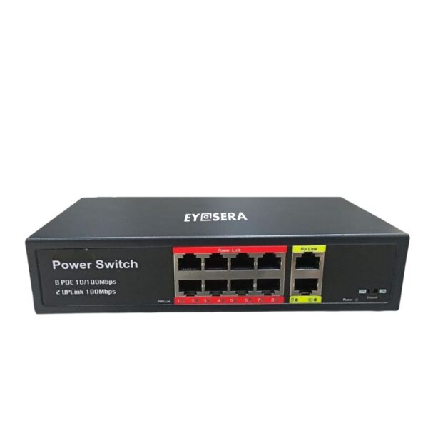 Eyesera 8 port PoE switch fast ethernet metal network switch with uplink ports