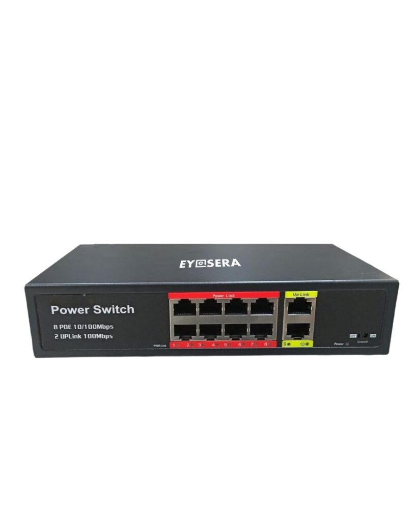 Eyesera 8 port PoE switch fast ethernet metal network switch with uplink ports